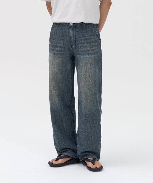 내츄럴 린넨 데님 와이드 팬츠 (VINTAGE WASHED INDIGO)