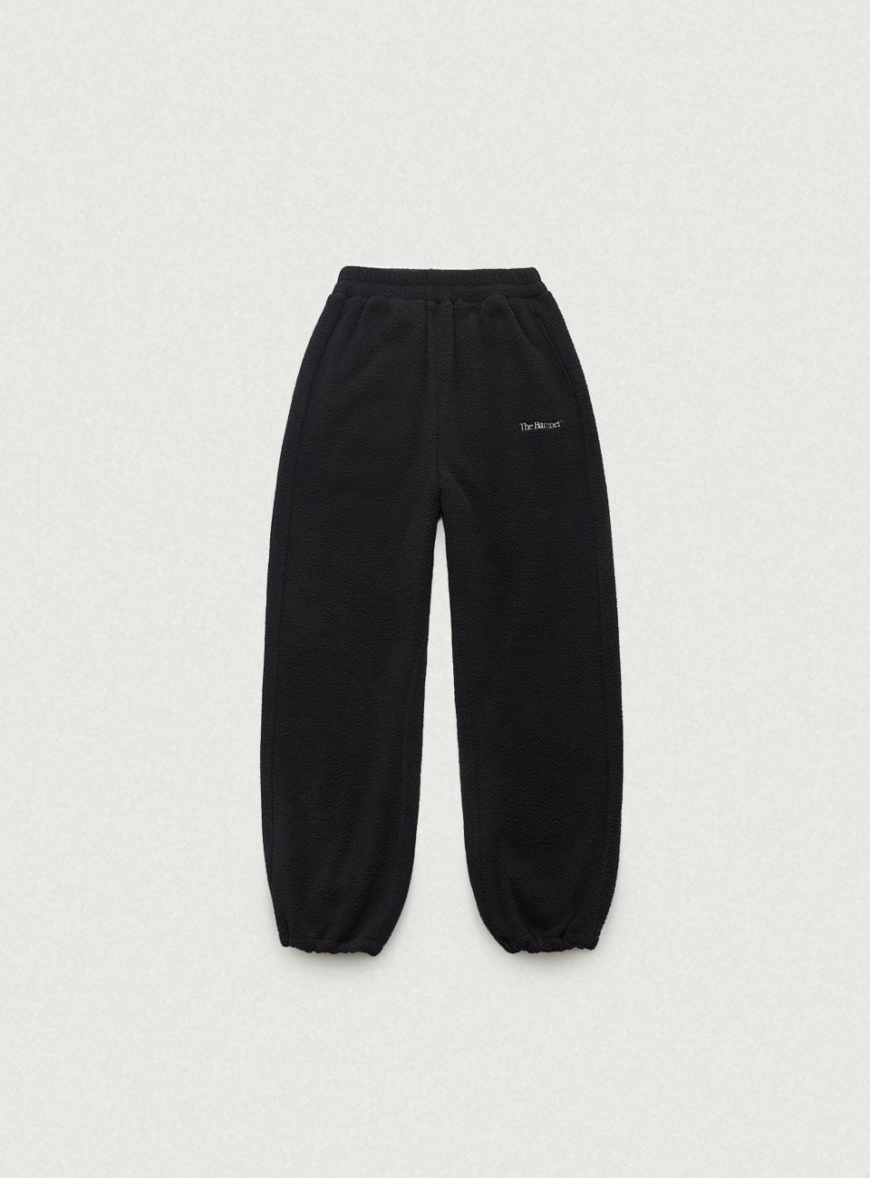 Black Lappy Fleece Drawstring Pants
