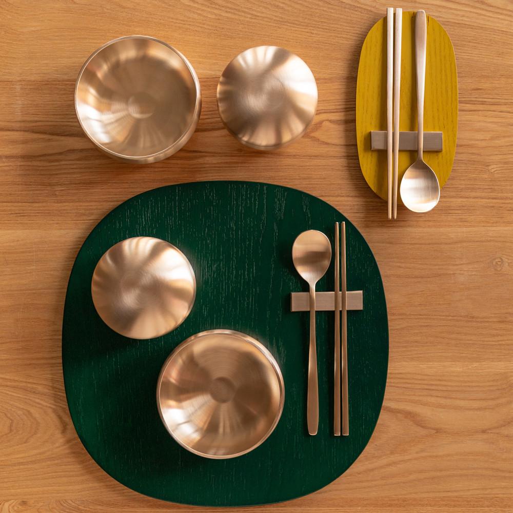 [도착보장] 놋담 방짜유기 후 옥식기 2인+유기수저 2인+보자기포장