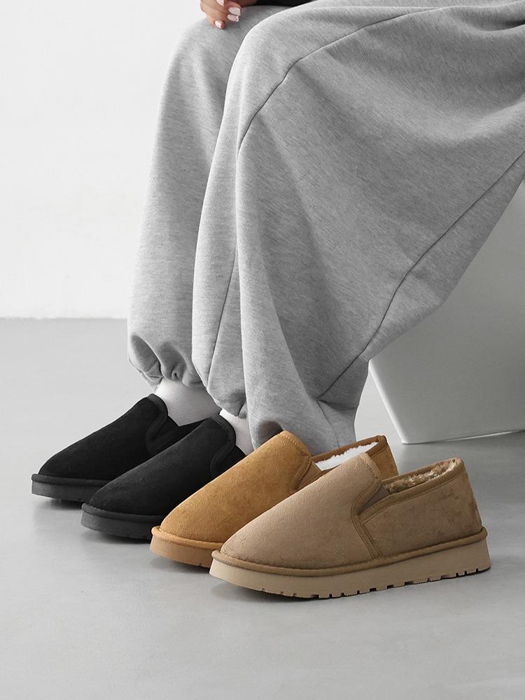 로카 둥근코 사이드 밴딩 로우힐 방한 통굽 데일리 로퍼 단화(3.5cm/기모안감)