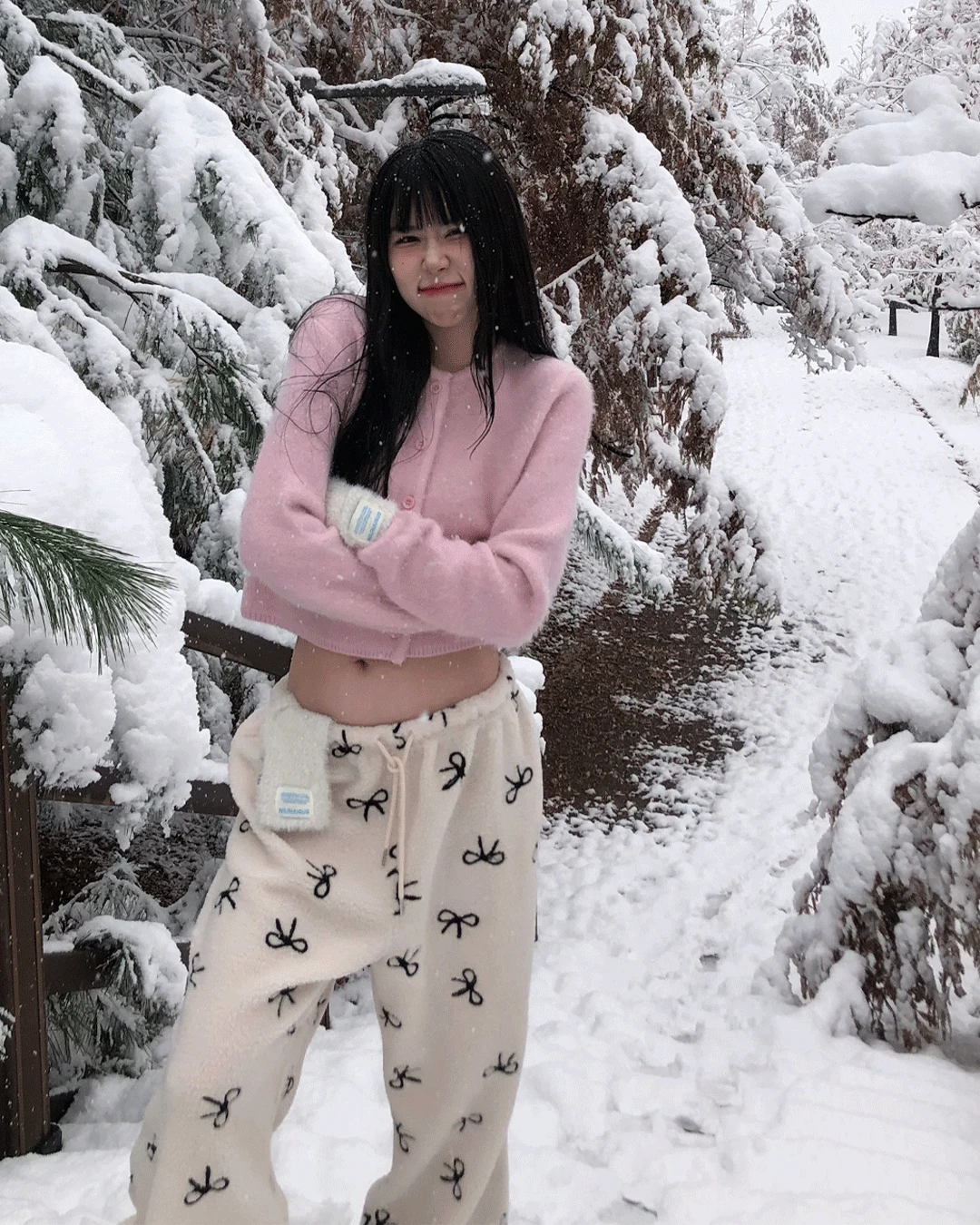 후리스 리본 팬츠