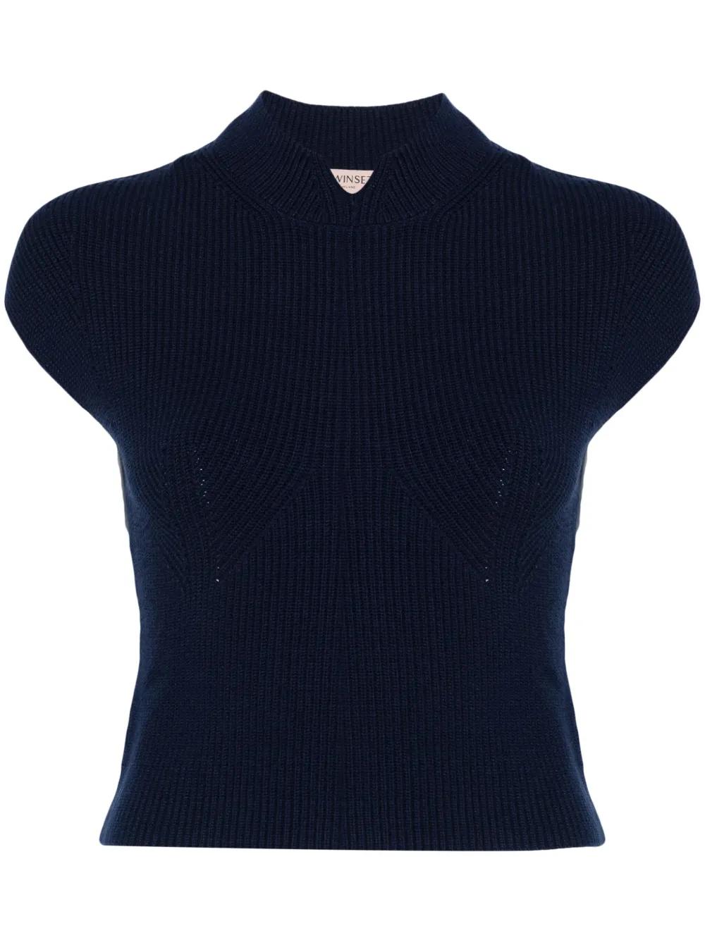 TWINSET 로고 장식 니트 탑 | 블루 | FARFETCH KR