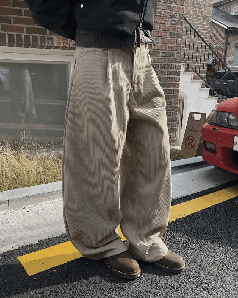 [기모안감🧶] 트모 골덴 기모 와이드 스트레이트 팬츠