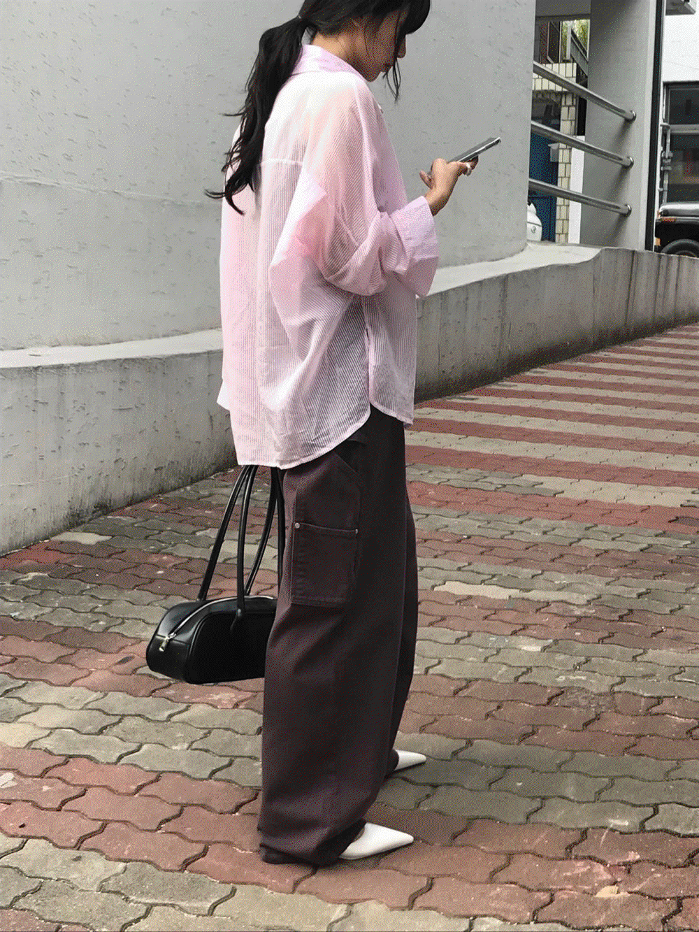 더블 포켓 카펜터 와이드팬츠