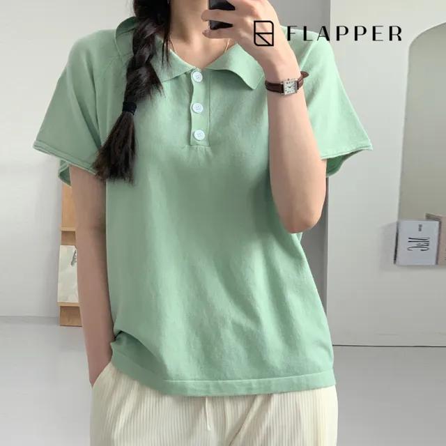 FLAPPER 카라쓰리버튼반팔니트_FB3MKN018C