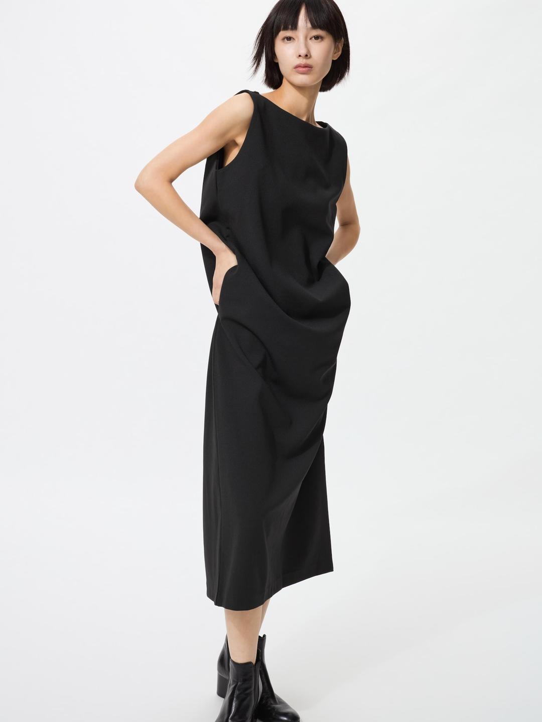 크레이프저지시프트원피스(슬리브리스)