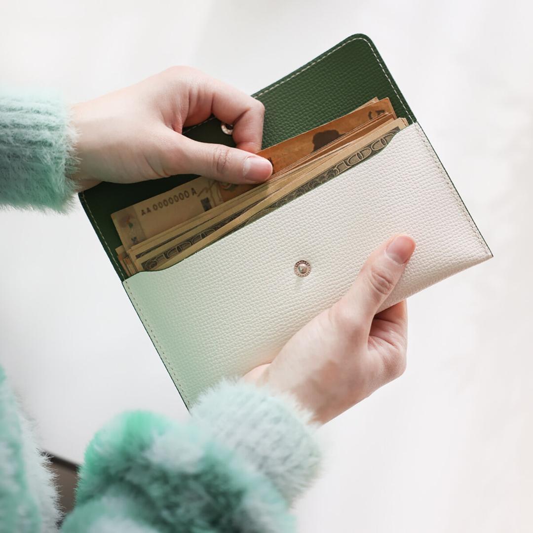 nraw 165R 투톤 천연 소가죽 현금 봉투