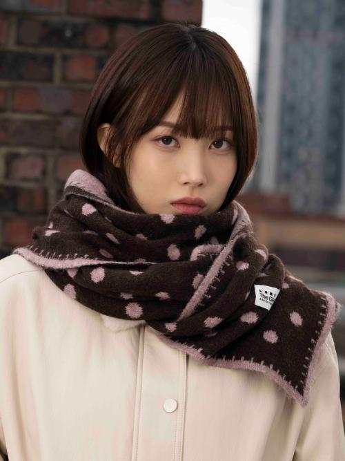 리버서블 도트 머플러 [브라운 핑크]