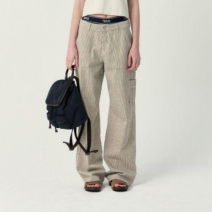 CORA STRIPE WORK PANTS (IVORY)