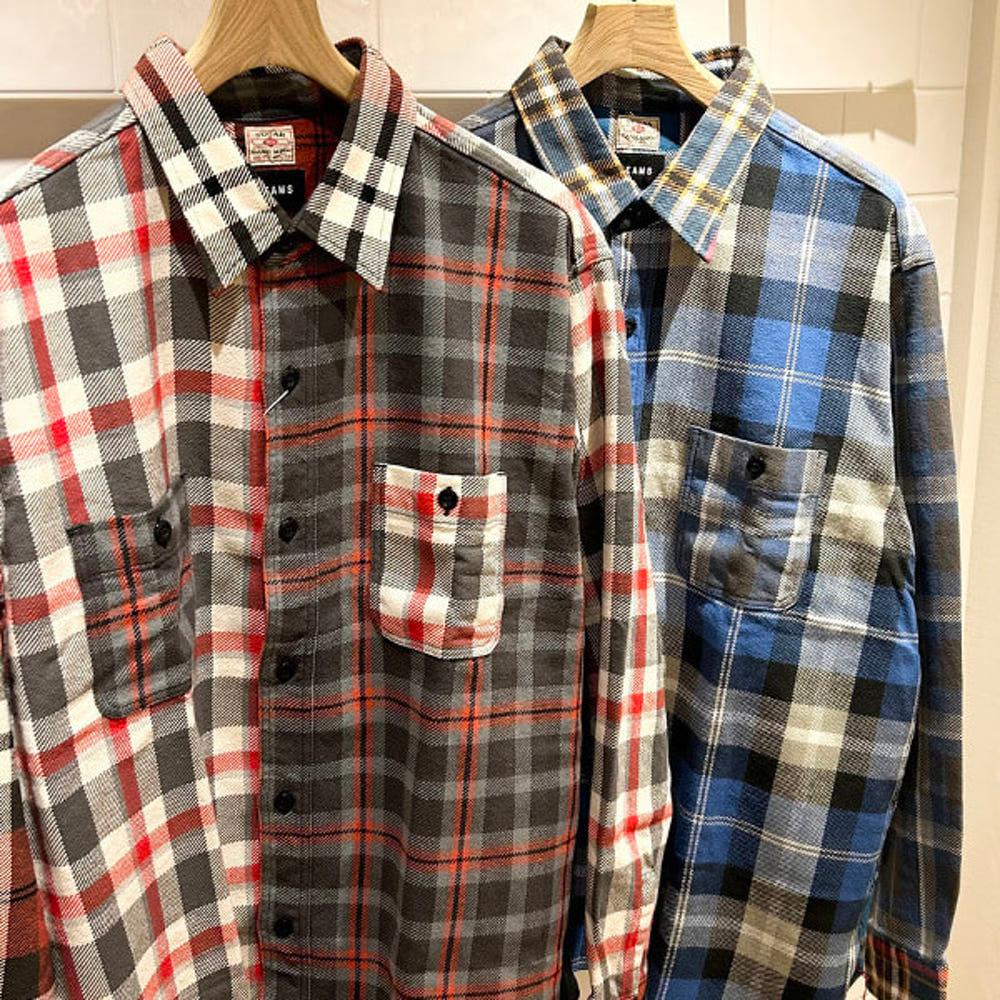 슈가케인 x 빔즈 BEAMS 별주 크레이지 3컬러 트윌 체크 워크셔츠 2컬러