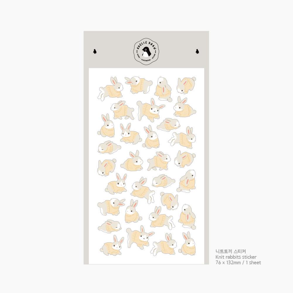 니트 토끼 씰스티커