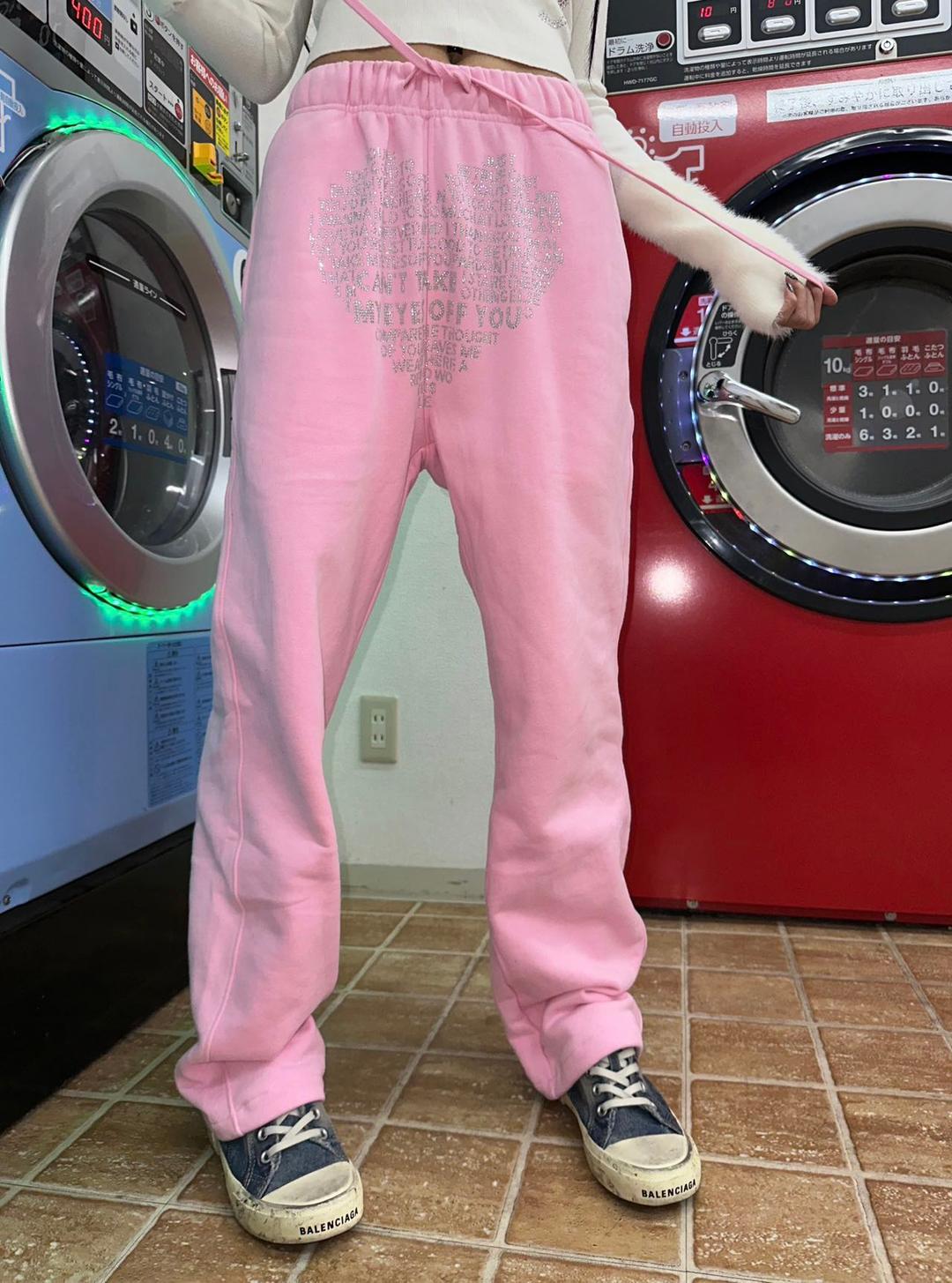 Sweet Girl Pink Casual Velvet Sweatpants