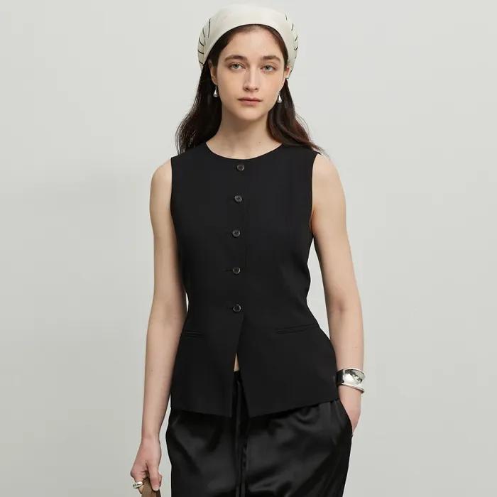 FRENCH TAILORED VEST - BLACK