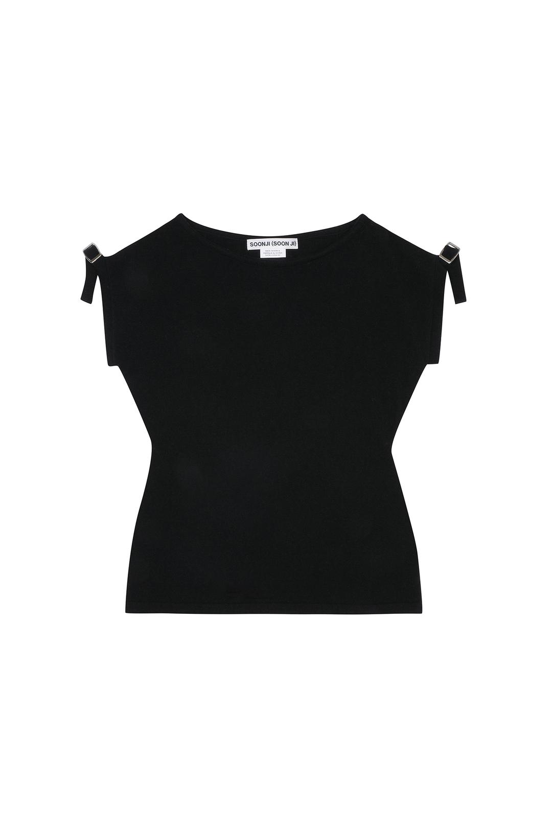 BELT KNIT TOP IN BLACK