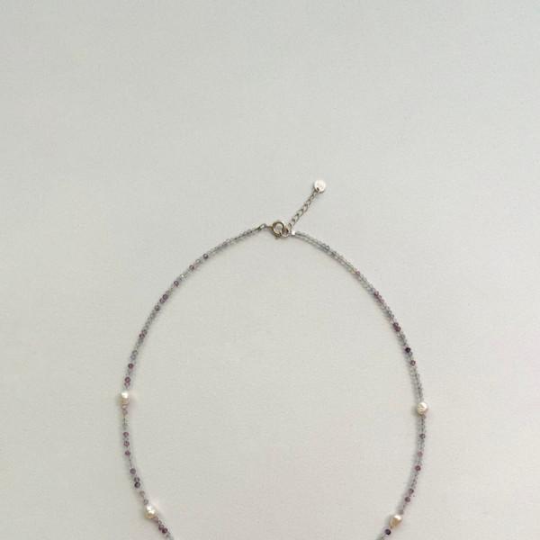 Grape pink starfish Necklace(925silver)