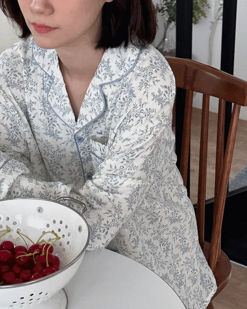 [unisex] 리스본 요루면 오버핏 긴팔 파자마 set