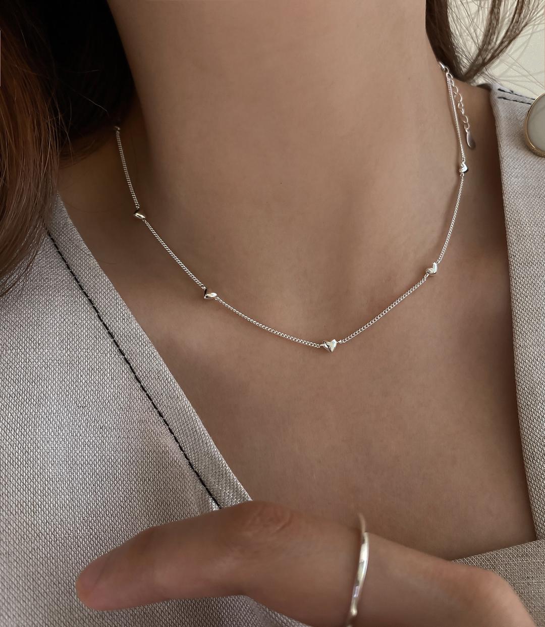 [925실버] 로니니 러브 미니하트펜던트 심플 실버목걸이