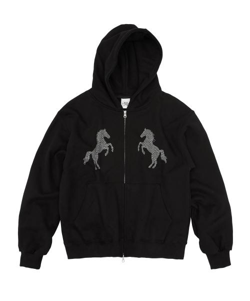 horse hood zip up (black)