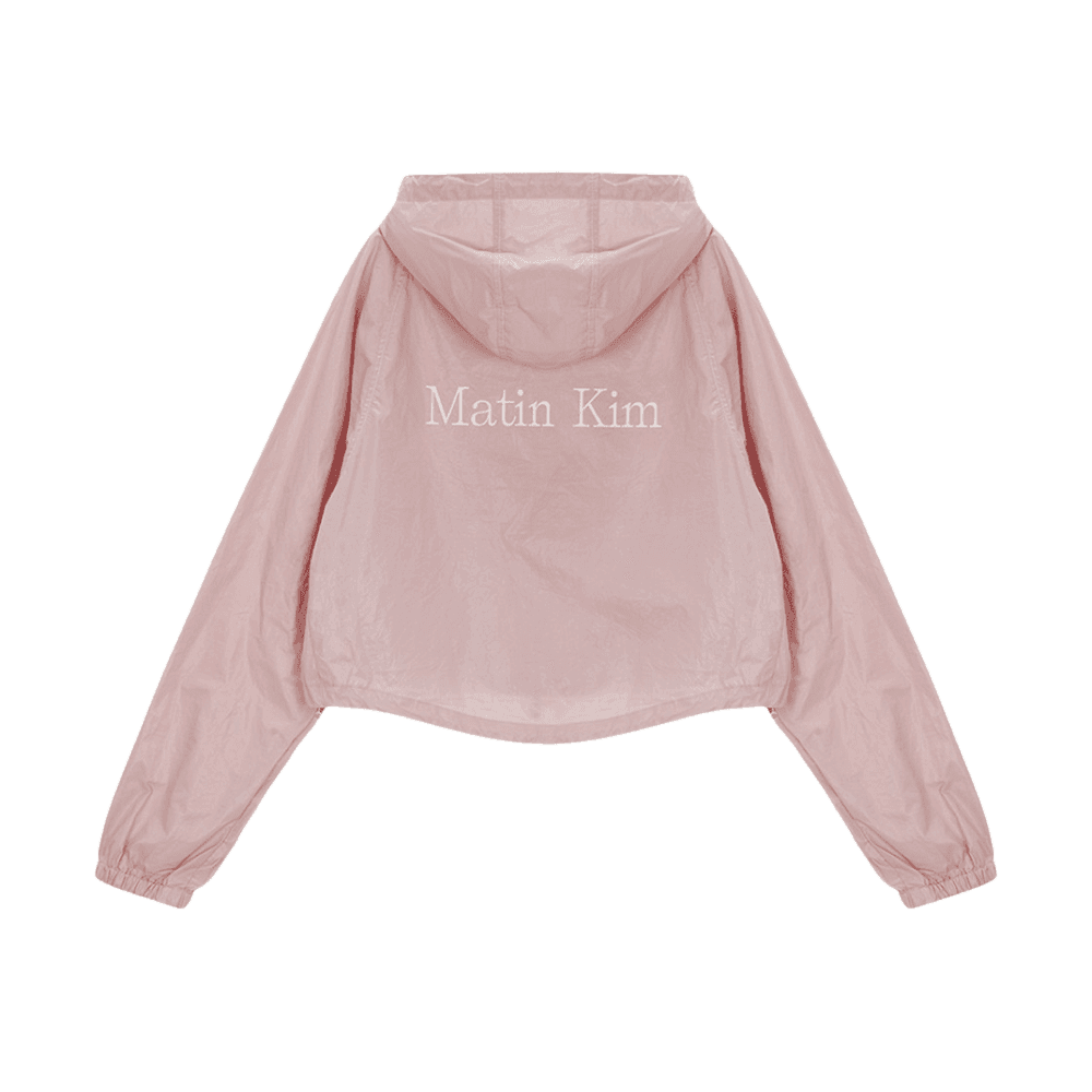 마뗑킴 마뗑 크롭 후디 코팅 점퍼 핑크 (W)