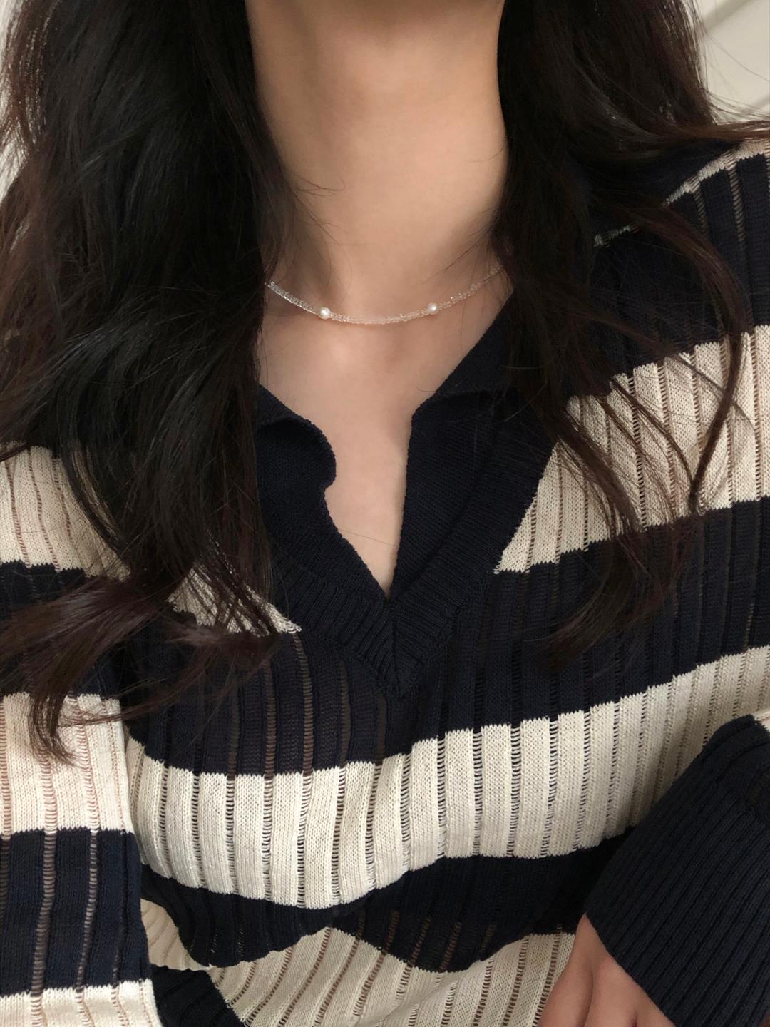 [925 silver] 은하 비즈 초커 목걸이