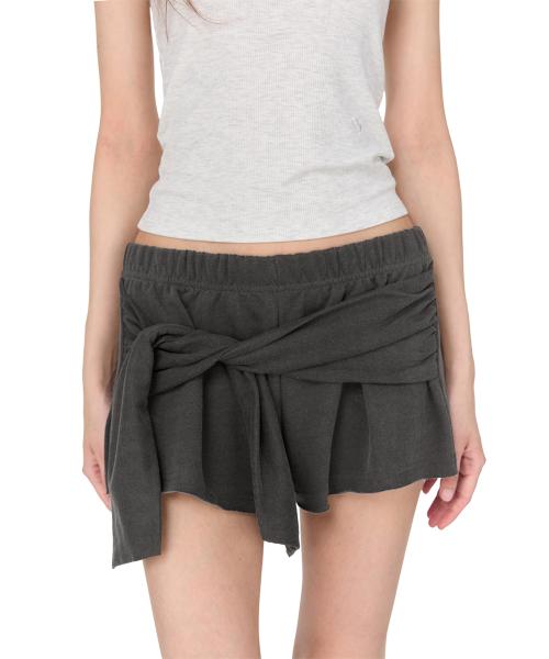 Tie Raw-cut Sweat Shorts, CHARCOAL