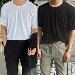 크레이지 리얼 실켓 U넥 반팔 티셔츠(2color)