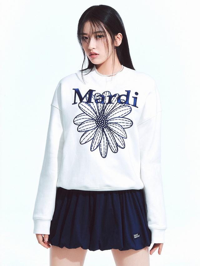 SWEATSHIRT FLOWERMARDI NEEDLEWORK_WHITE NAVY