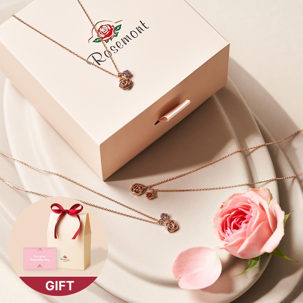 [단독][메세지카드+포장] 로즈몽 장미 탄생석 목걸이 12종 택1