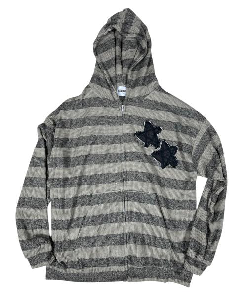 Star Stripe Knit Hood Zip-up ((Beige))