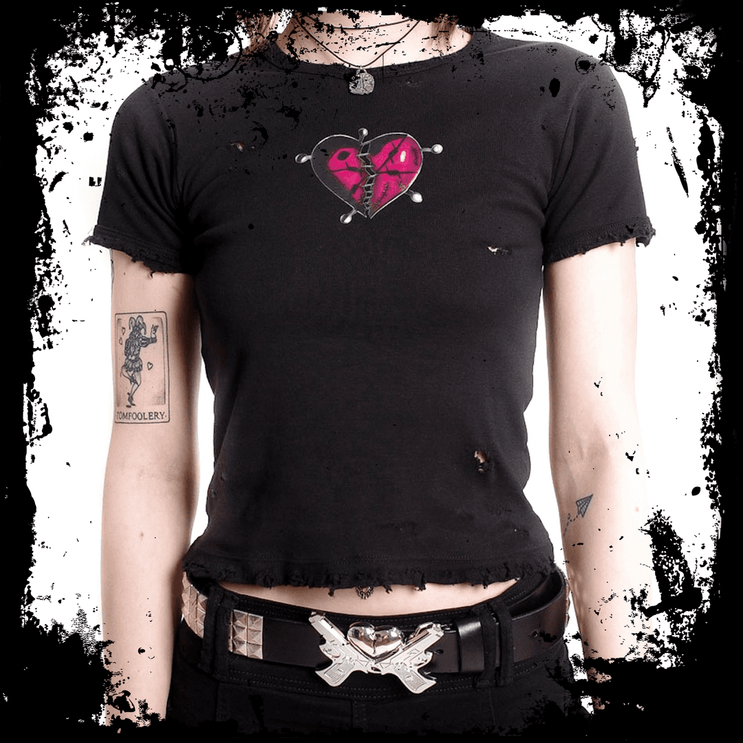 Cross My Heart Distressed Baby Tee