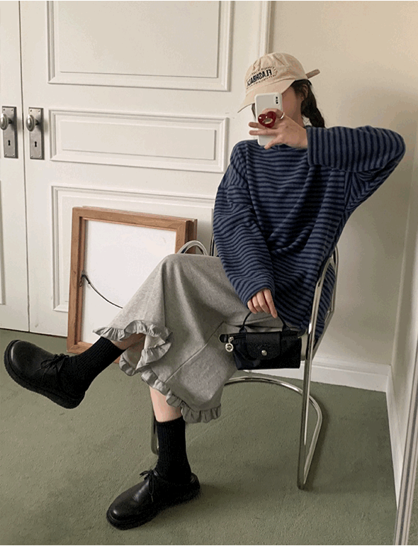 더플럼비 채드 프릴 롱스커트(3color)