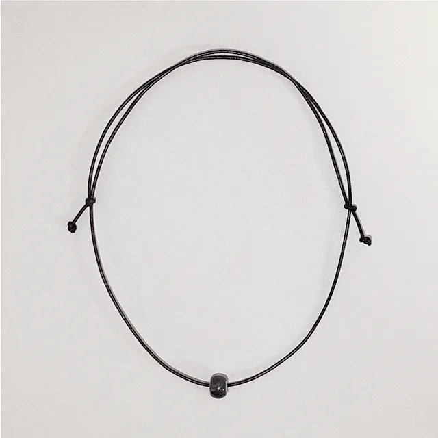[sisisisi/소가죽] black skin necklace