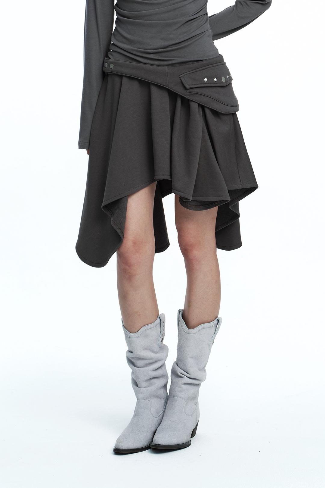 Belted Pocket Draped Skirt Gray [pre-order 예약발송 09/19]