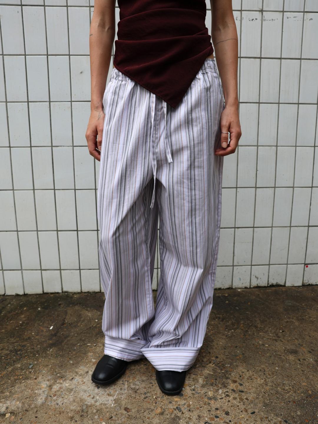 [6/24 예약배송] Banding Pants - Stripe Grey