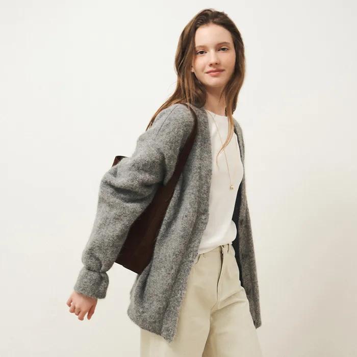 [당일출고] 베이비 알파카 가디건_그레이