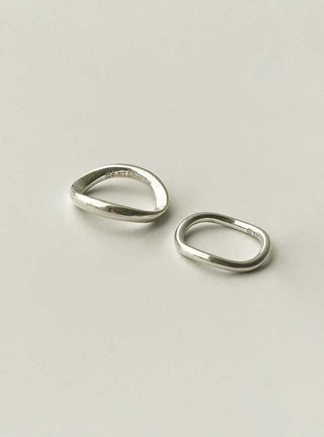 실버925 1pcs 볼륨 웨이브 슬림 물결 레이어드 반지