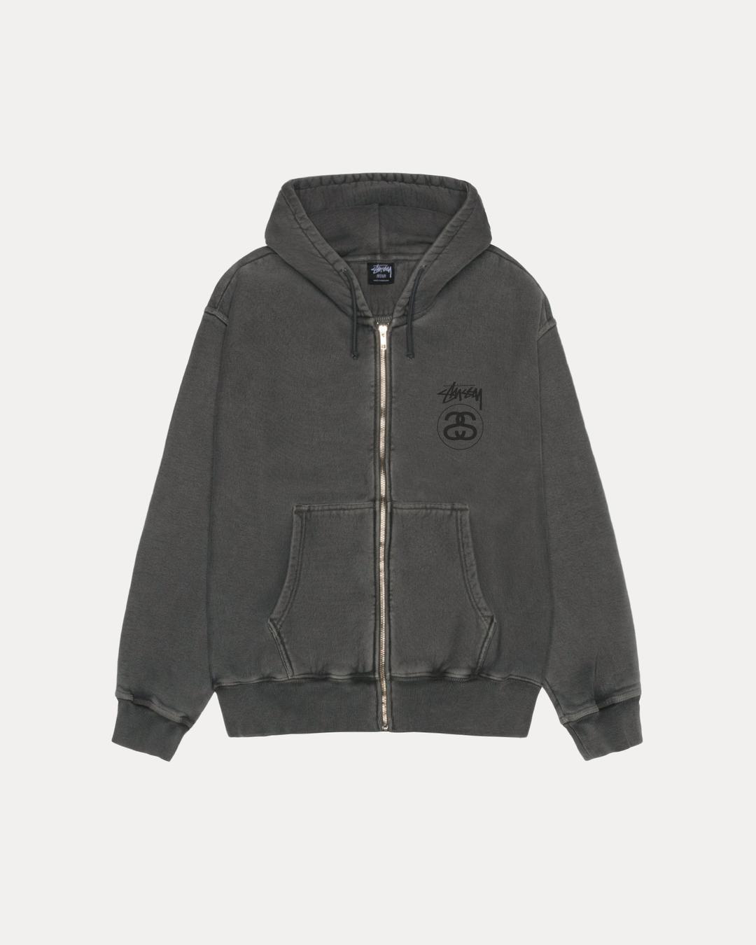 STOCK LINK ZIP HOODIE PIGMENT DYED - Black / M