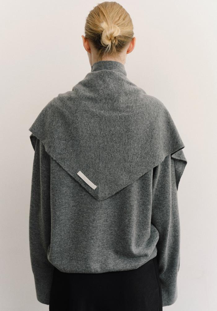 SOFT CASH WOOL KNIT SHAWL_MELANGE GREY