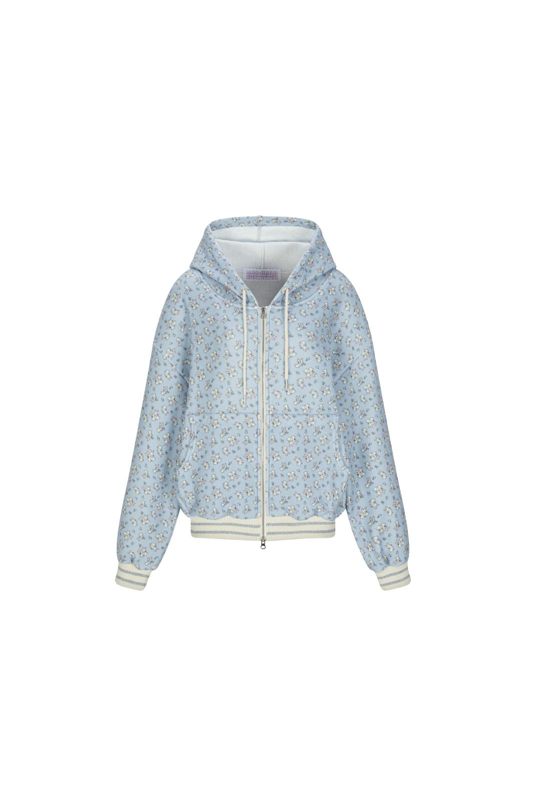 RABBIT fluffy hoodie babi blue