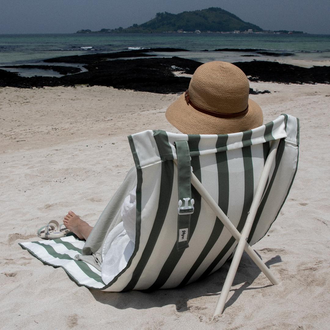 24gram 백레스트 휴대용 비치 썬베드  스트라이프올리브