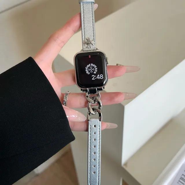 하이틴 실버 블랙 입체 키치 데님 애플워치 스트랩 커플템 우정템