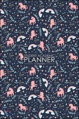 12 Month Student Academic Planner: Unicorn Rainbows on This 12-Month Study Calendar Helps Elementary, High School and College Students Prioritize and - 예스24