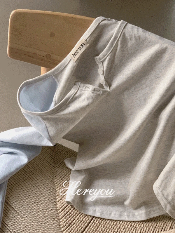 당일/여리핏👼🏻 [here you] 페어링 단작 나그랑 tee - 3color (배색/래글런/버튼티/단추티/라운드/긴팔티셔츠/개강룩/캠퍼스룩)