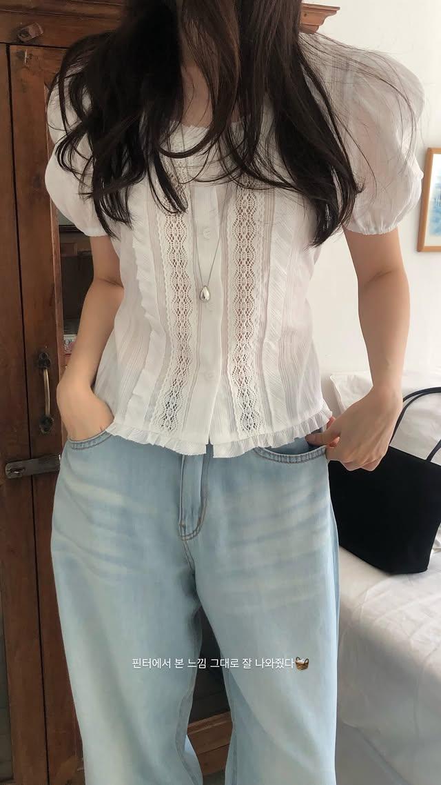 로브유 핀터 레이스 블라우스(3color)