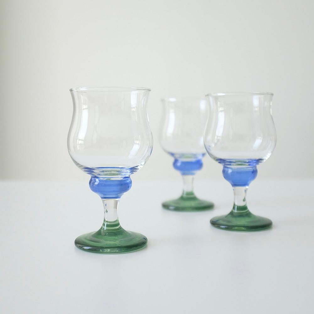 [vintage] Green foot blue ring goblet﻿ 그린 풋 블루 링 고블렛