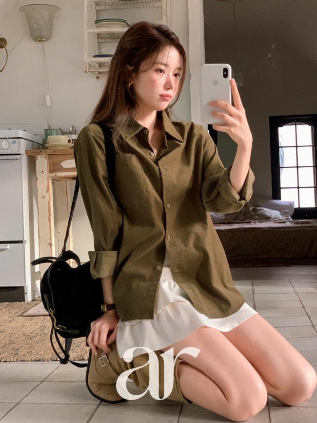 아뜨랑스 (MADE/코듀로이셔츠)1000장 돌파✨  여리핏 오버핏 셔츠 가을셔츠 가을데일리 꾸안꾸룩 제작셔츠 가을필수템 가을 나들이룩 가을옷 bs8464