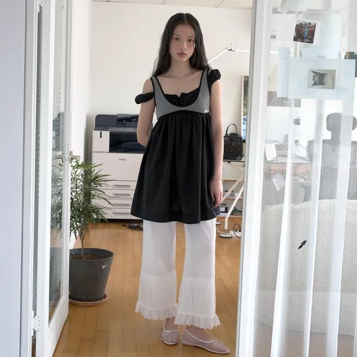 LACE PINTUCK COTTON PANTS_WHITE