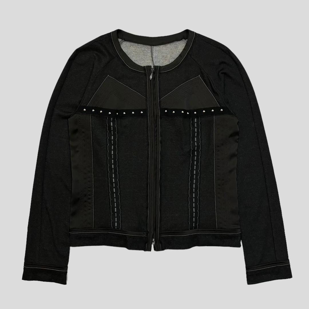 HIROKO KOSHINO collarless studded zip-up (namebooth)