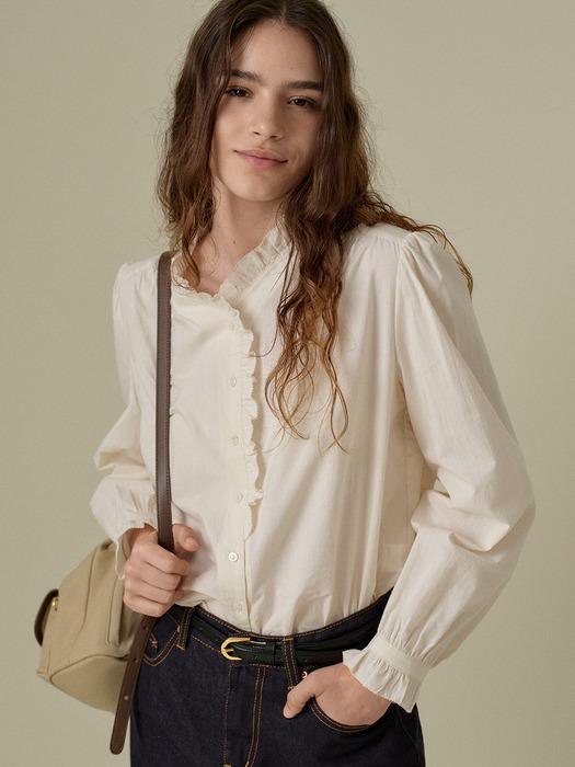 FRENCH FRILL BLOUSE_CREAM