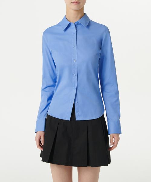 무신사 스탠다드 우먼(MUSINSA STANDARD WOMAN)  우먼즈 슬림 핏 셔츠 [삭스 블루] - 사이즈 & 후기 | 무신사